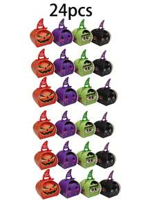 24pcs Halloween Baby Party Candy Gift Boxes, Foldable Paper Cookie Packaging Boxes, Baby Party Decorations, Baby Shower Gift Boxes, Trick Or Treat Candy Gift Storage Boxes, Party Favor Boxes, Baby Supplies - Multicolor - View 7