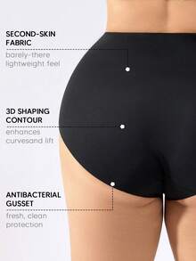 Plus Size Women's High Waist Seamless Shapewear Tummy Control Butt Lifting Slimming Panties - Black - View 2