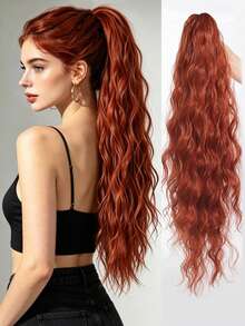 26 Inch Long Wavy Curly Ponytail Hair Extension, Suitable For Women And Girls Daily Wear - Milky White Silver Gray - View 15