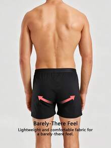 Norcotton 1pc Men's Front Button Boxer Shorts, Solid Color Loose Fit Home Wear - Black - View 2