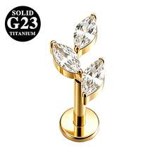 1pc Titanium Alloy Zirconia Horse Eye Lip Stud Inner Thread CZ Small/Medium/Large Flower Shaped Lip Stud Cartilage Flat Stud Ear Jewelry For Women - As Shown In Figure 2 - View 13