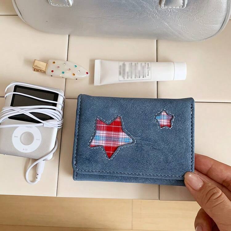 Y2K Style Korean Star Minimalist Plush Short Trifold Wallet Card Holder For Students - Multicolor - View 2