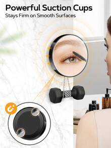 50x Suction Cup Magnifying Makeup Mirror, 3.5 Inch, Black | Portable Magnifying Makeup Mirror, Suitable For Bathroom, Bedroom, Office, Can Be Used For Blackhead Removal, Eyeliner Application, Travel Mirror With Magnification Function, Comes With Tweezers - Multiple Colors - View 3