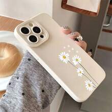 Phone Case - 1pc Minimalist White Chrysanthemum Branch Fine Hole Soft Phone Case For Iphone 17 16 15 14 13 12 11 11Pro 12Pro 13Pro 14Pro 15Pro 16Pro 11Pro Max 12Pro Max 13Pro Max 14Pro Max 15Pro Max 16Pro Max 17Pro Max 14Plus 15Plus 16Plus 17Air 7 8 - Antique White - View 3