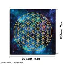 1PC Galaxy Flower Of Life Tarot Cloth, Sacred Geometry Cosmic Altar Mat, Spiritual Divination Table Decor Tapestry - Multicolor - View 8