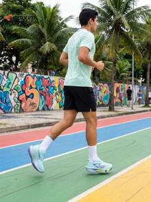 EDIXIM Lightweight Shock-Absorbing Soft Sole Road Running Shoes For Men, Summer New Mesh Breathable Jogging Sneakers For Teenagers - Light Blue - View 3