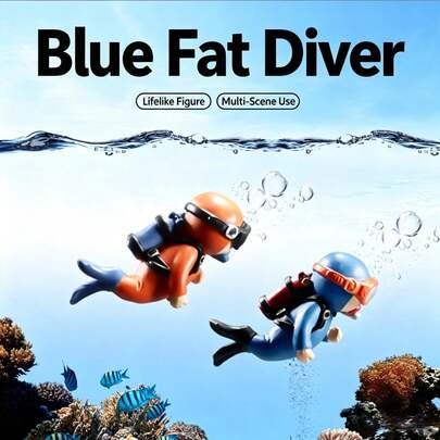 浮潛潛水員魚缸裝飾擺件，多色逼真潛水員小雕像水族館裝飾吊飾，附吸盤浮動設計海洋裝飾套組，適用於植栽缸、鹹水缸水族微景觀造景，創意魚缸內部裝飾，打造生動有趣的水下景觀，水族裝飾手工藝品