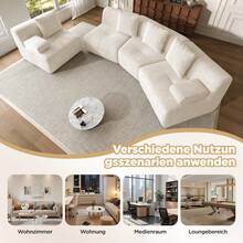 Sofa Beige Made Of Corduroy For Living Room And Lounge - 米色 4 人座 - 查看 4