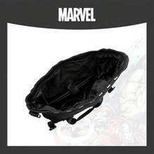 Mesuca Roll-Top Practical Daily Backpack Marvel Embossed Logo Print Pattern Black Water-Repellent Fabric Breathable Back Support Board Thickened Shoulder Straps Suitable For Commuting, Short Hiking, City Travel 1pc - View 4