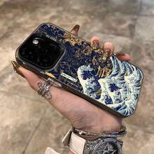 Phone Case - Vintage Wave Pattern Suitable For TPU For Iphone 16 Pro Max Phone Case For Iphone 15 Pro Max/14/16 Plus/15/13P/12/11/X/Xr/Xs Max Durable Anti-Drop Silver, Protective Case High Aesthetic - 透黑 - 查看 4