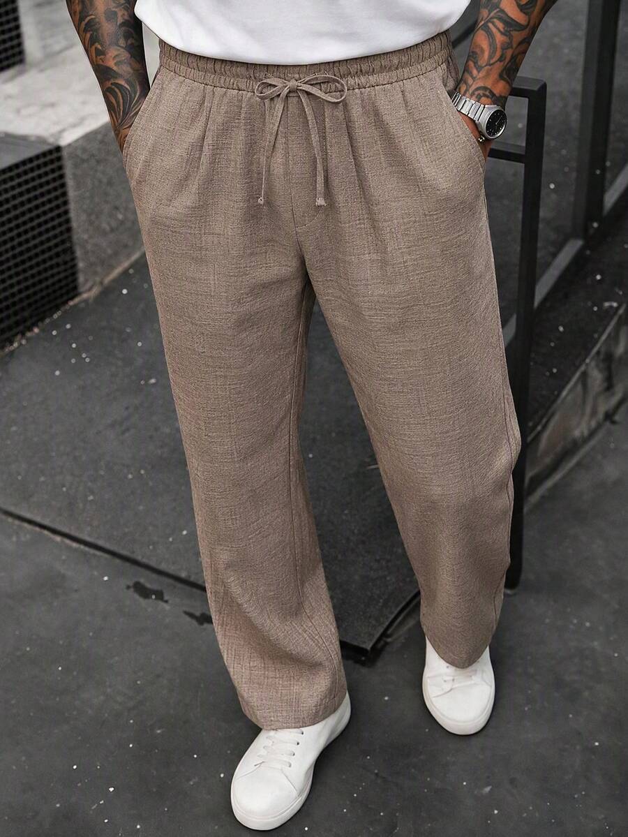 Men's Pleated Casual Versatile Daily Wear Long Pants - Khaki - View 1
