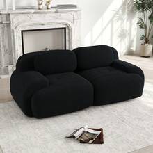 Modular Black 2 Seat Sofa Corduroy Fabric Modular Sofa No Frame For Living Room And Lounge - 黑色雙座 - 查看 3