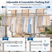 ERUIV Foldable 3-Tier Clothes Drying Rack, Drying Rack For Clothes, Towels And Bedding, Mobile Clothes Rack With Wheels, Space-Saving, Rollable And Easy To Move, With Wind Protection Strips, Ideal For Balcony, Bedroom, Bathroom And Outdoor Areas - 38-tube Folding Three-bar Clothes Hanger - View 9
