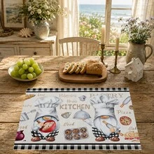 1pc/4pcs/6pcs, Pattern Printed Linen Placemats, Rectangular Table Mats, Washable, Easy To Clean, Plate Mats, Bowl Mats, Western Style Placemats, Suitable For Kitchen, Dining Room, Family Gatherings, Coffee Table And Daily Table Decor - Multicolor - View 5