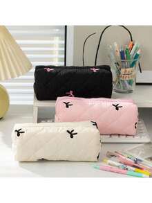 1pc Large Capacity Floral Pattern Pencil Case, Portable Desktop Stationery Storage Bag - Multicolor - View 24