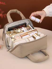 Double Layer Multi-Compartment Handheld Makeup Bag, Portable Travel Large Capacity Storage Bag, Skincare Storage Bag, Travel Portable Makeup Bag - Multicolor - View 8