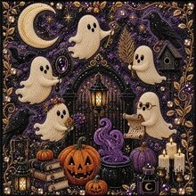 1pc New Halloween Pearl Painting Handmade DIY Sticker Decorative Painting Material Kit Set (Random Style) - Multicolor - View 1