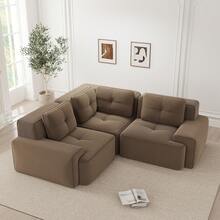 Modular 3 Seat Brown Modular Sofa - Corduroy Fabric For Living Room - Brown 3 Seat - View 1