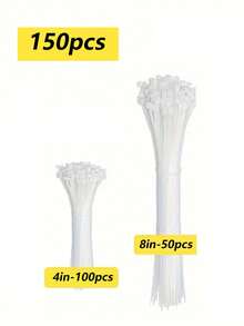 150/350PCS White/Black Zip Ties, Various Sizes (10.16/20.32/30.48cm), Transparent Plastic Zip Ties (Small To Large), Heavy Duty Nylon Zip Ties, Multi-Purpose Mixed Zip Ties, Multiple Cable Management Zip Ties, Suitable For Office, Garage And Workshop - Cable Ties - View 12
