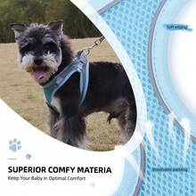 Pechera Arnés Transpirable Cómodo Con Correa Para Perro Gato - Azul - Ver 7