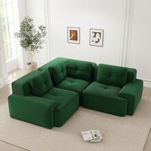 Sofa Green Made Of Corduroy For Living Room And Lounge - Green 3 Seat - 查看 1