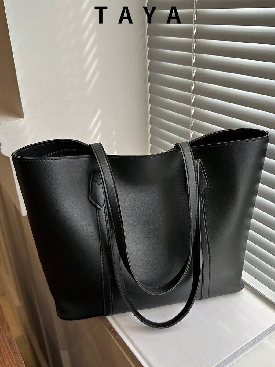 Women's Fashion Versatile Colorblock Tote Bag, Lightweight Minimalist, Large Capacity Shoulder Bag