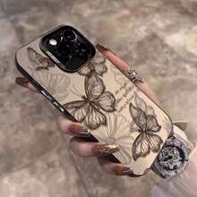 Phone Case - Floral Butterfly Pattern Design Phone Case Suitable For Apple 15Promax Phone Case Iphone11/11Proamax/11Pro/12/12Pro/12Promax/13/13Pro/13Promax/14/14Pro/14Promax/15/15Promax/15Pro/16/16Pro/16Promax Protective Case - 透黑 - 查看 5