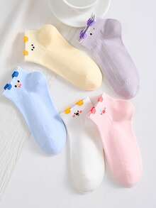 5 Pairs Women's Short Socks, Cute Cartoon Sailor Style, Versatile Comfortable Breathable Non-Slip - Multicolor - View 7