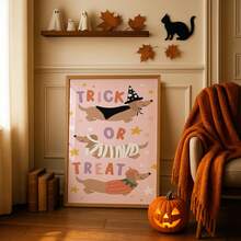 1pc Frameless Funny Dachshund Halloween Wall Art Dorm Gift - Multi-color - View 4