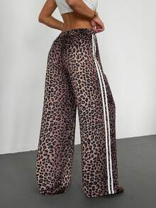Soulscape Petite GLOpass Leopard Print Loose Fit Women Pants - Brown - View 3