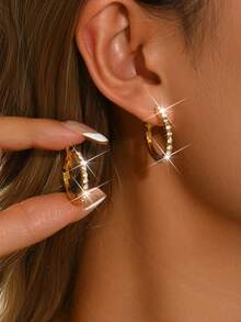 1 Pair Of Silver Single Row Earrings, Simple And Luxurious, Suitable For Daily Commuting, Dating Parties, Weddings And Bridesmaids - 2.5cm Earrings - View 2