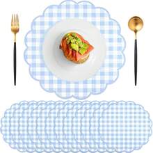 20/50Pcs 13.5 Inch Fan-Shaped Plaid Disposable Placemats, Suitable For Table Setting, Event Party, Wedding, Wedding Banquet, Birthday Decoration, 4 Colors Available - View 17