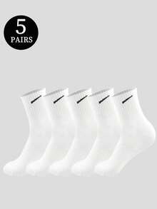 1 Pair/5 Pairs/6 Pairs/10 Pairs/20 Pairs Women's Casual Loop Mid-Calf Socks, Minimalist Comfortable Daily Wear, Unisex Long Socks - Multicolor - View 29