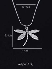 1pc Luxury Niche Stainless Steel Dragonfly Pendant Necklace, High-End Women's Jewelry, Suitable For Daily Wear, Beach Vacation, Can Be Given As A Gift To Friends - Silver - View 6