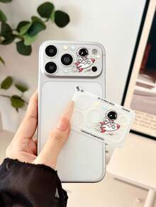 1pc Cute Astronaut Rocket Cartoon Print Full Coverage 9H Hardness Camera Lens Protector, Compatible With IPhone 18promax/18Pro/17promax/17pro, Space Planet Pattern, Anti-Oil, Anti-Drop, Anti-Explosion, Bubble-Free, Auto-Adsorption, Easy Installation Protective Film - Clear - View 2