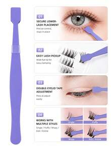 12pcs/6pcs/3pcs/1pc Flat Head Eyelash Curler, Portable Pouch Lash Tool, Salon Lash Tool For Combing And Separating Individual Lashes, Eyelash Grooming Tool Suitable For Eyelash Perming, Keratin Lash Lift, Eyelash Extension Operations, Non-Slip Handle Design For Easy Use, Home DIY Eyelash Grooming, Salon Store, Lightweight And Non-Scratching, Reusable And Durable - Multicolor - View 3