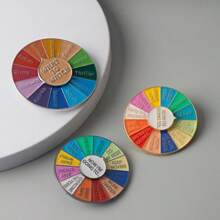 1pc Novelty Colorful Rotating Wheel Brooch Pin, Movable Letter Spinner, Multi-Color Selection, Fun Game Brooch, Gift - Multicolor - View 1