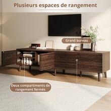 With Storage Tv Stand Brown Made Of Wood For Living Room And Media Area - 核桃 - 查看 7