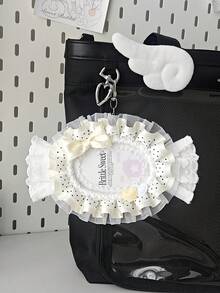 Cute Lolita Candy-Shaped Photo Card Holder, Ruffle Edge Polka Dot Organza Lace Bow Heart Decor, Sweet ID/Credit Card Sleeve, Photo Card Storage Case - Rectangle - View 14