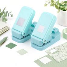 2pcs/Set (1pc Serrated Edge Square Punch + 1pc Solid Square Punch) Layered Serrated Edge Square Paper Punch, Suitable For Junk Journal And Scrapbooking, Stamp Style Nested Craft Punch, With Precise Alignment Hollow Design, Suitable For Card Making - Green - Set Of 2 - View 7