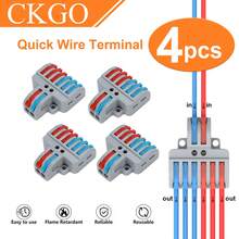 CKGO 4 Buah Konektor Kabel Tuas 2 Masuk 6 Keluar, Blok Terminal Dorong Cepat untuk Pengkabelan Listrik - 4 buah - View 1