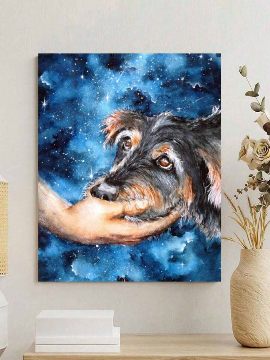 Set de pintura por números sin marco personalizado artístico de cachorro lindo 40*50cm, set de pintura al óleo, para decoración de dormitorio y decoración de pared artística, método de pintura simple y divertido, sin necesidad de base de pintura, cumple tu sueño de pintor, sumérgete en el mundo de los colores, cada trazo es autoexpresión, añade romance a la vida, mejor regalo para familia y amigos