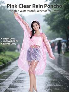 中性一次性雨披，可壓縮便攜式成人雨衣，防水緊急外套，適合露營、徒步、騎單車、釣魚 - 彩色 - 查看 6