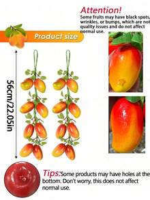 1/2pcs 22.05 Inch Artificial Fruit And Vegetable Garland, Faux Mango, Apple And Vegetable Vine, Suitable For DIY Wreath, Party Decoration, Halloween Decoration, Farmhouse Decor, Dorm Decor, Kitchen Decor, Restaurant Arrangement, Faux Fruit Photography Props, Garden Decoration - Multicolor - View 7
