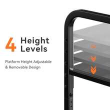 niffgaff Soporte para impresora de 2 niveles bajo el escritorio con almacenamiento, carrito para impresora de 56 cm con ruedas bloqueables y estante de altura ajustable para oficina en casa, color neg - Multicolor - Ver 5