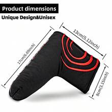 1 Buah Sarung Kepala Putter Golf Blade, Sarung Pelindung Putter Hitam dengan Bordir Lengkung Merah, Lapisan Dalam Lembut, Aksesori Golf - MultiWarna - View 11