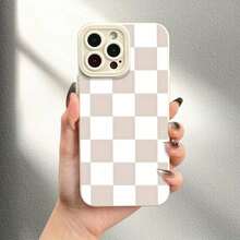 Phone Case: Full Screen Grid White Black Angel Eye Phone Case Protective Case Suitable For IPhone 11 12 13 14 15 16 Pro Max Plus X Xr Xs Xsmax 7 8 Plus Models With Precise Hole Position Shock-Absorbing Soft Shell Protection - 黑色 - 查看 2