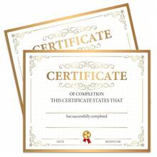25 Gold Certificate Of Completion, Training Completion, Student Course Certificates Of Achievement And Recognition, 8x10 Inches - E - View 1
