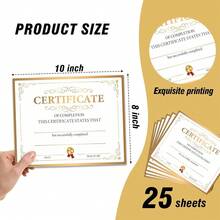 25 Gold Certificate Of Completion, Training Completion, Student Course Certificates Of Achievement And Recognition, 8x10 Inches - E - View 3