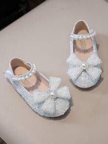Children's Flat Shoes Spring Autumn Girls Princess Shoes All Season Rhinestone Leather Shoes Shiny Baby Girls Party - Beige - View 3